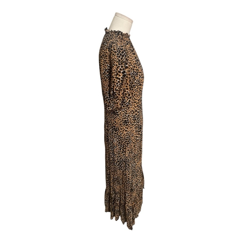 SEA New York Leopard Print Louise Midi Dress Black Brown 8 Party Work Animal - Picture 7 of 11
